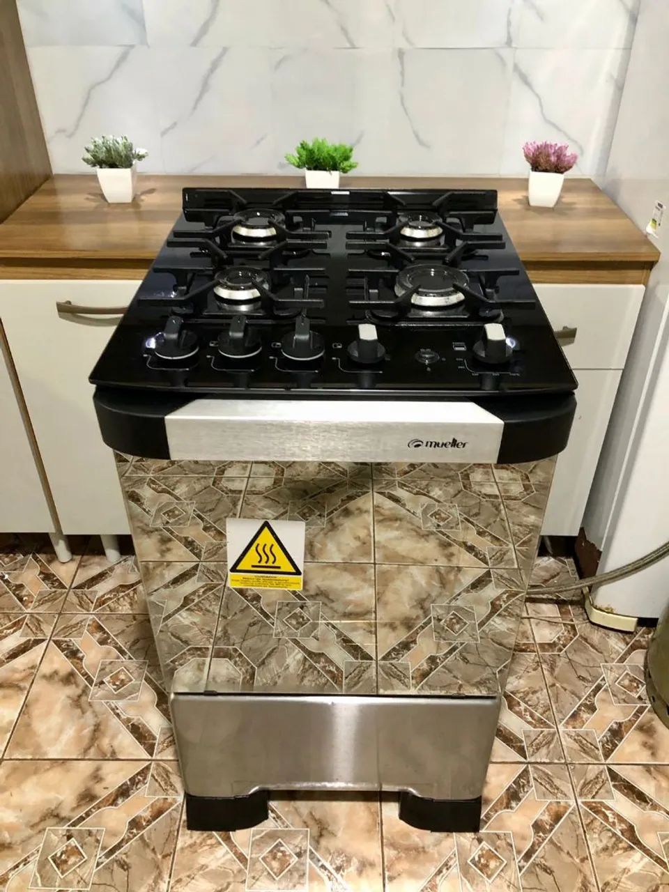 VENDO FOGÃO MODELO MUELLER MESA DE VIDRO ESPELHADO 04 BOCAS  - Foto 2