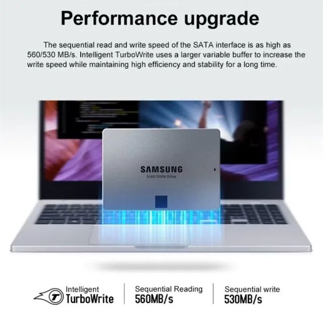 ssd sata samsung 4 TB 870 QVO 2.5 upgrade macbook pc notebook imac qual eficiência máquina - Foto 2