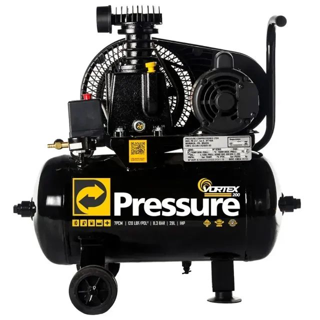 Compressor de Ar Vortex 200 7pcm 120psi 28L Mono-Pressure