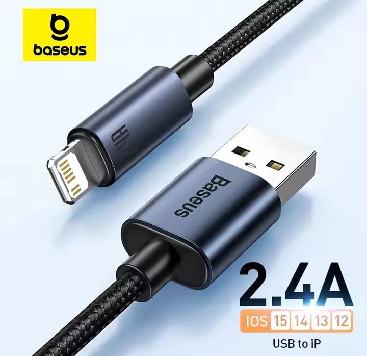 Cabo Lightning Baseus 2.4A -  1m<br>Realizamos entrega com taxa!