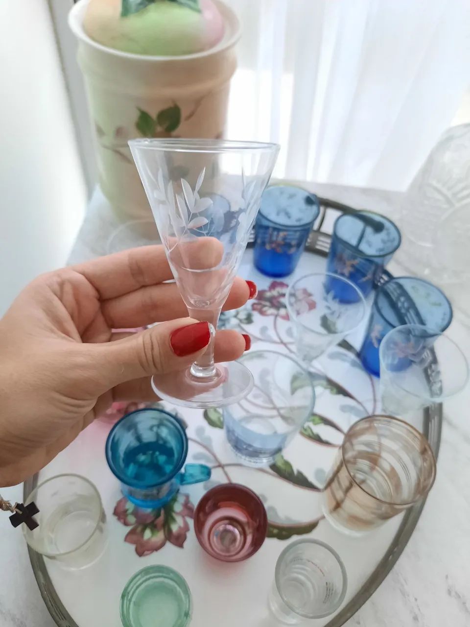 Coleção de Copos de cristal e Bandeja Vintage Decorativa - Foto 6