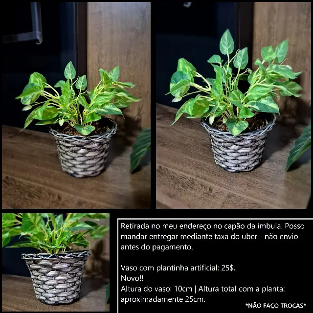 Vaso decorativo com plantinha artificial novo