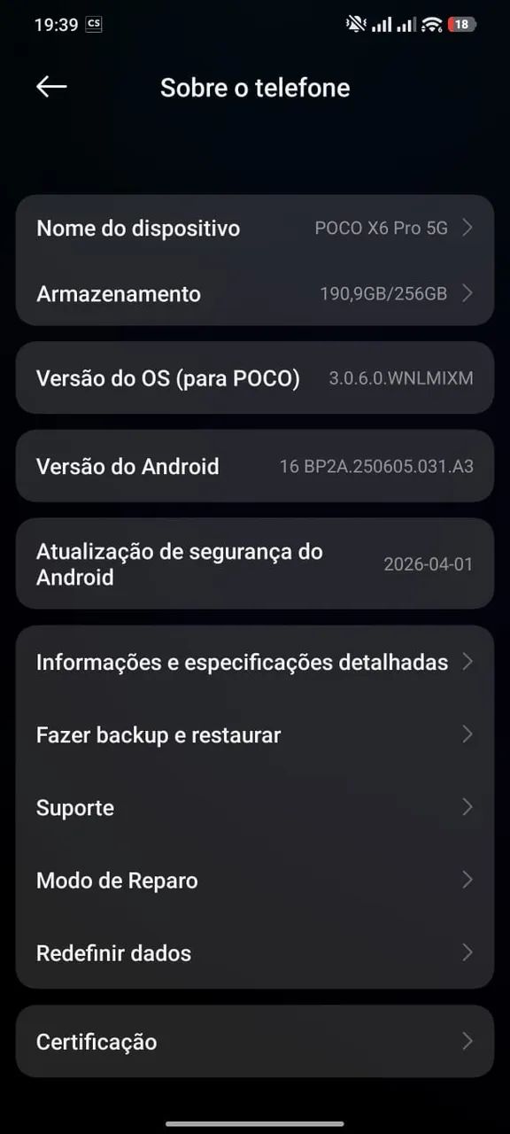 POCO X6 Pro 5G 256GB | Android 16 | Funcionando Perfeitamente