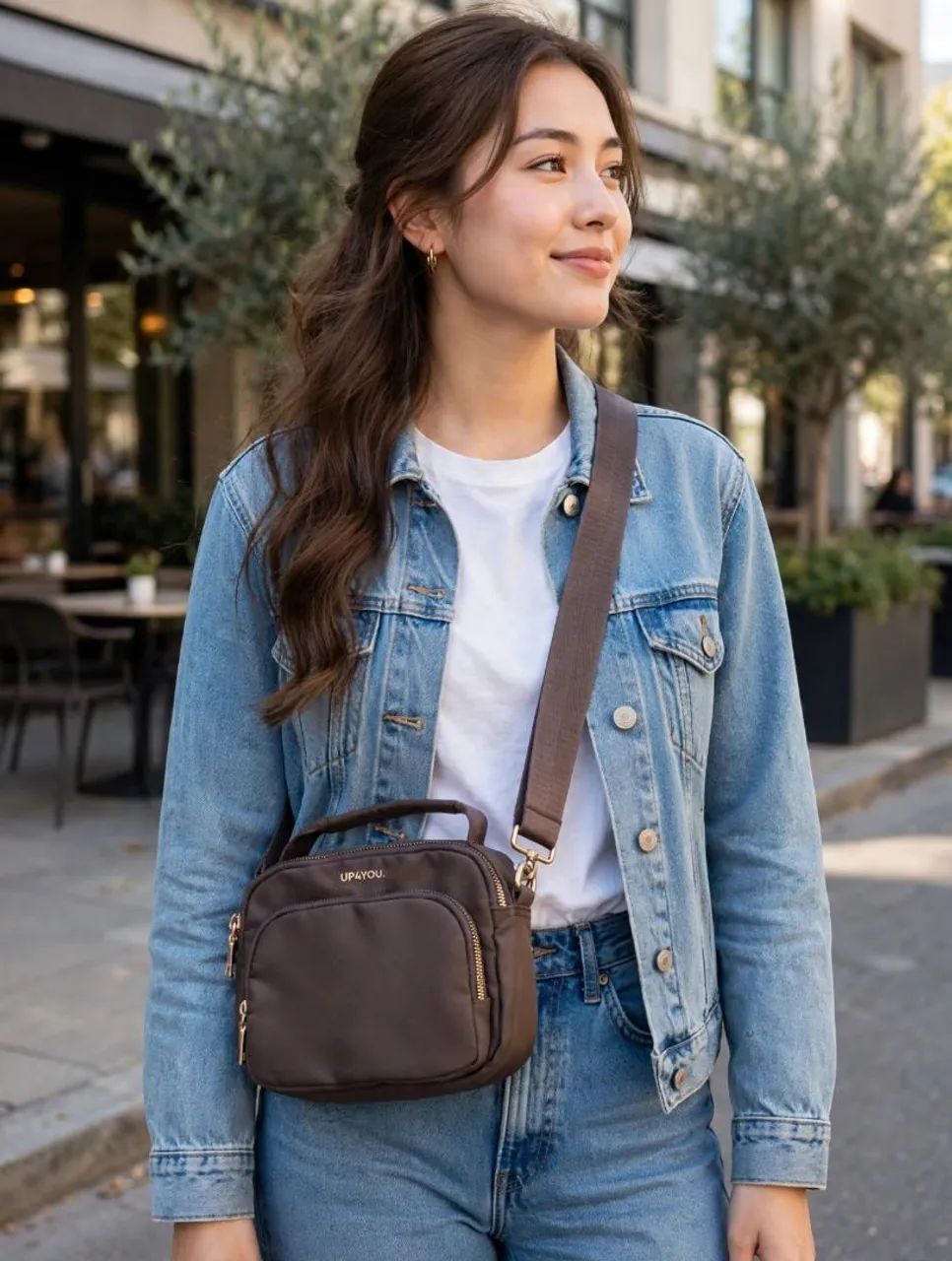 Bolsa marron lateral pequena 