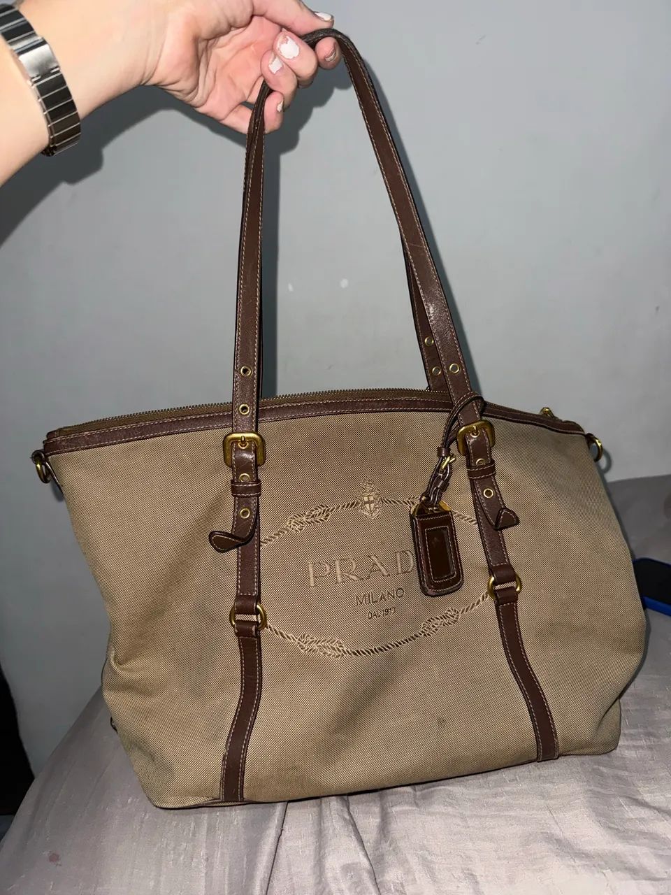 Bolsa Prada Milano Paris - Original | Canvas e Couro - Foto 2