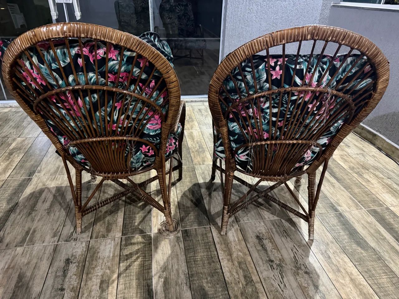 2 poltronas individuais, de vime com almofada estampada - Foto 3