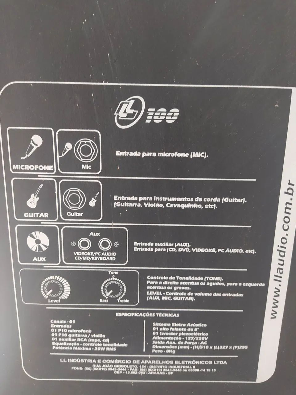 Caixa Amplificada LL 100 com Chiado Funcionando - Para Reparo ou Uso - Foto 2