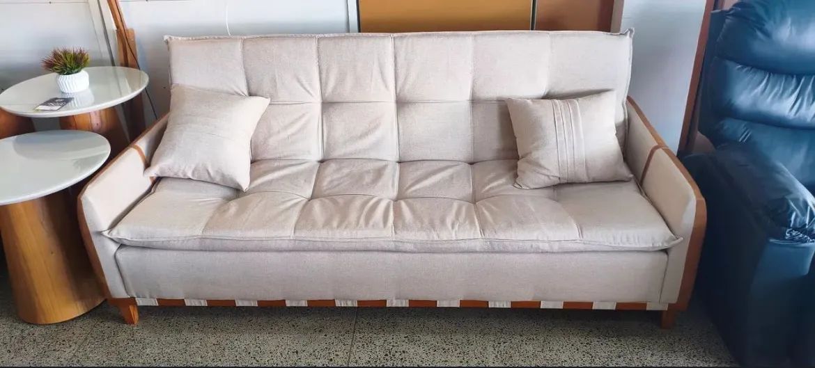 Sofá cama em linho 
