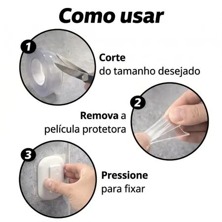 fita adesiva dupla face transparente acrilica extra forte 1,8cm x 2m bom1301 - Foto 3