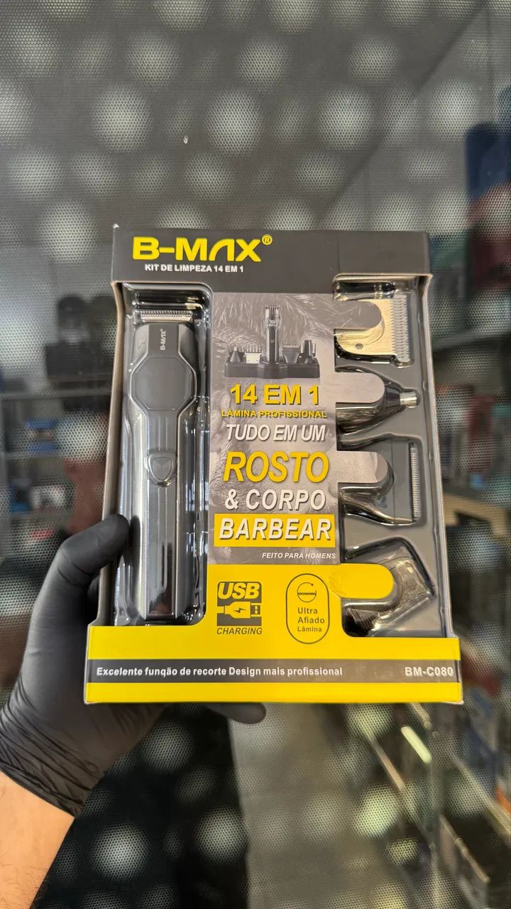 Barbeador Elétrico B-MAX 14 em 1 - Versatilidade Total e Bateria de Longa Duração