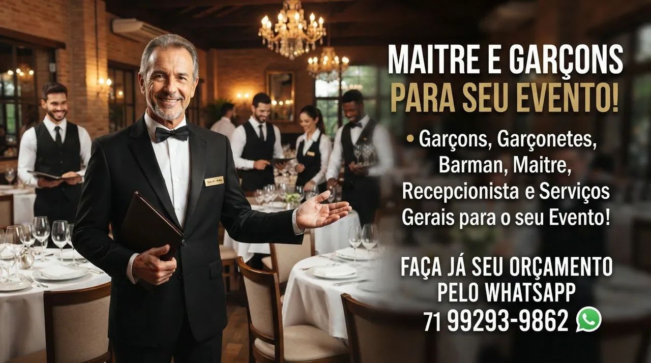 Maitre e garçons para seu evento 