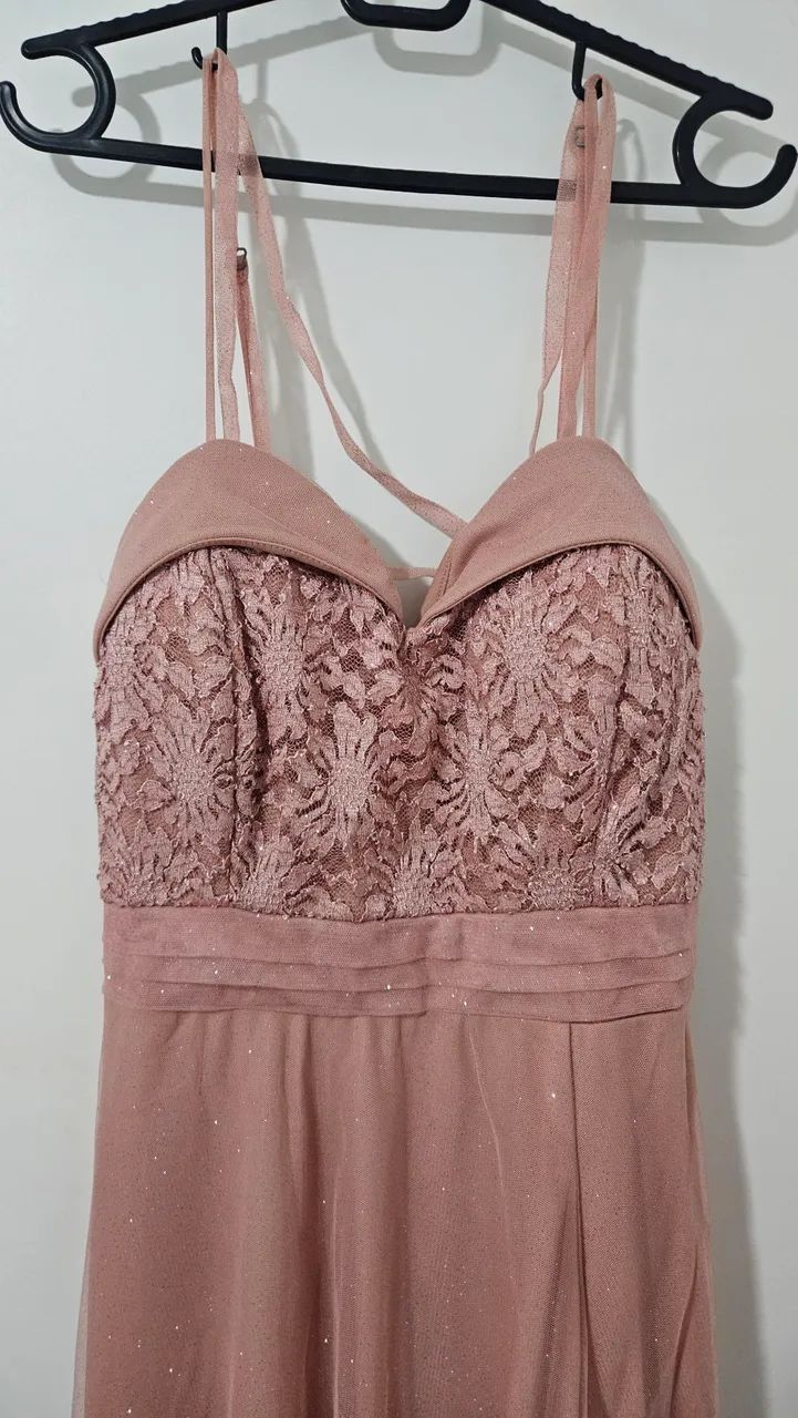 Vestido de festa longo rosé