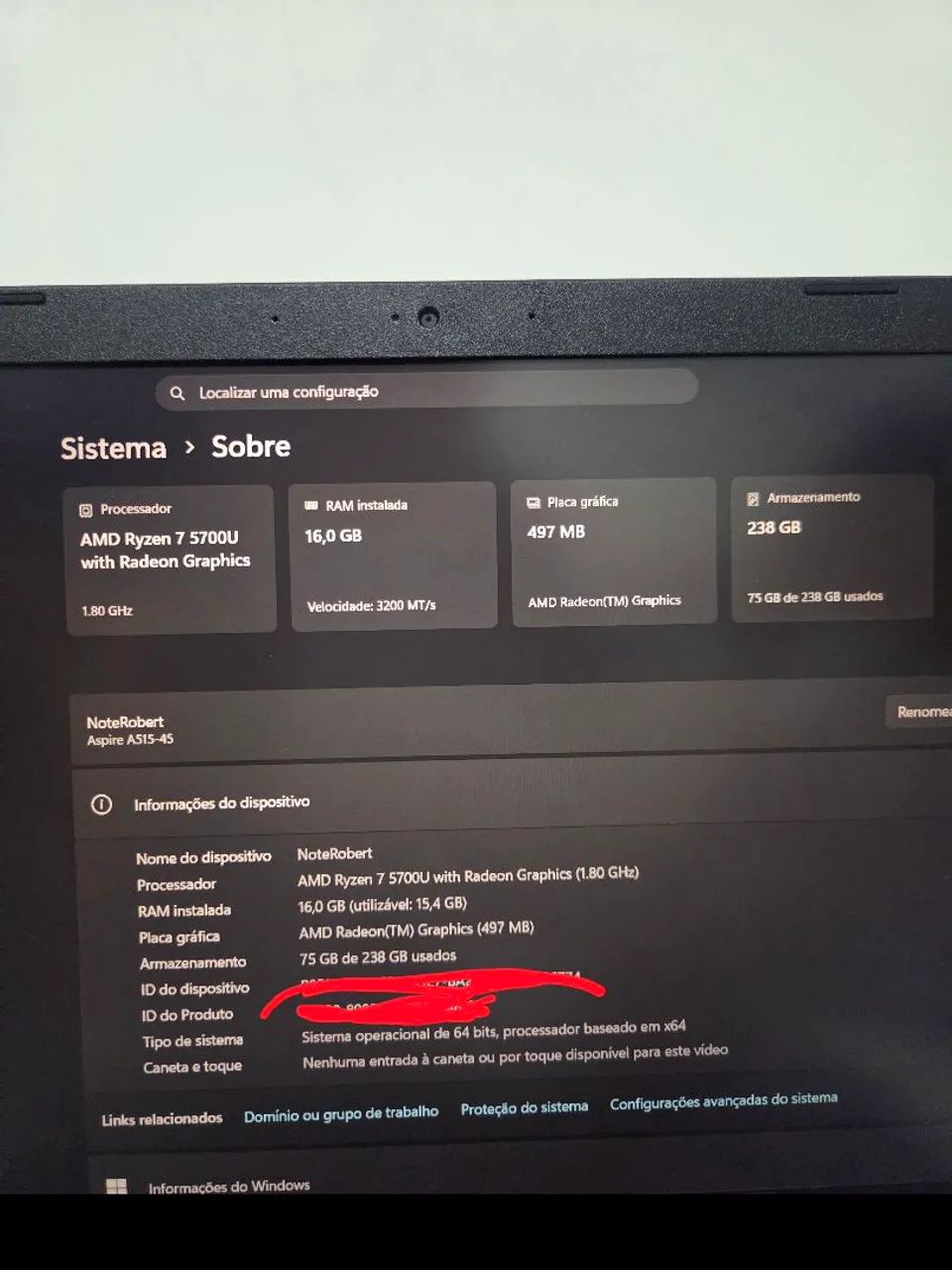 (OPORTUNIDADE) Aspire 5 Ryzen 7 + 16GB - Foto 3