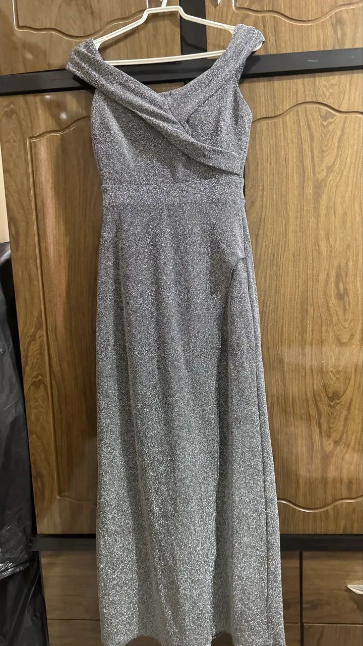 Vestido festa prata 