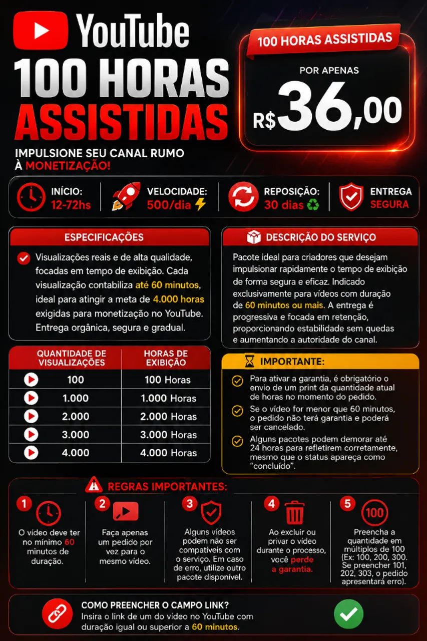 100 Horas Assistidas para YouTube