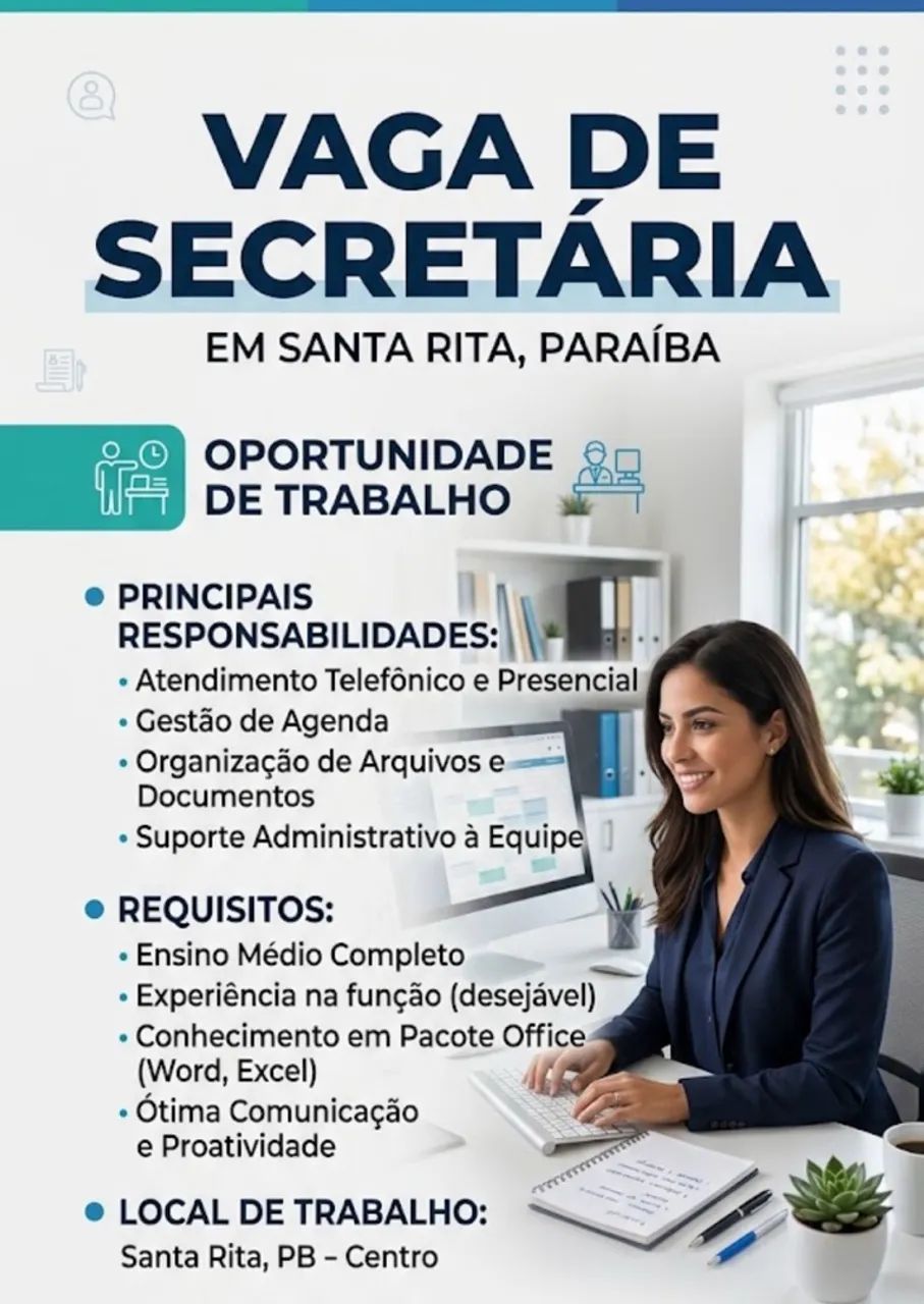 Vaga pra recepção santa rita 