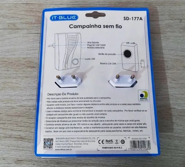 Campainha Sem Fio Residencial Dupla Longo Alcance Bivolt - Foto 2