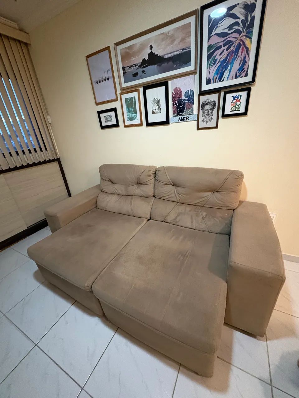 Light Brown Two-Seater Reclining Sofa446558823305728000