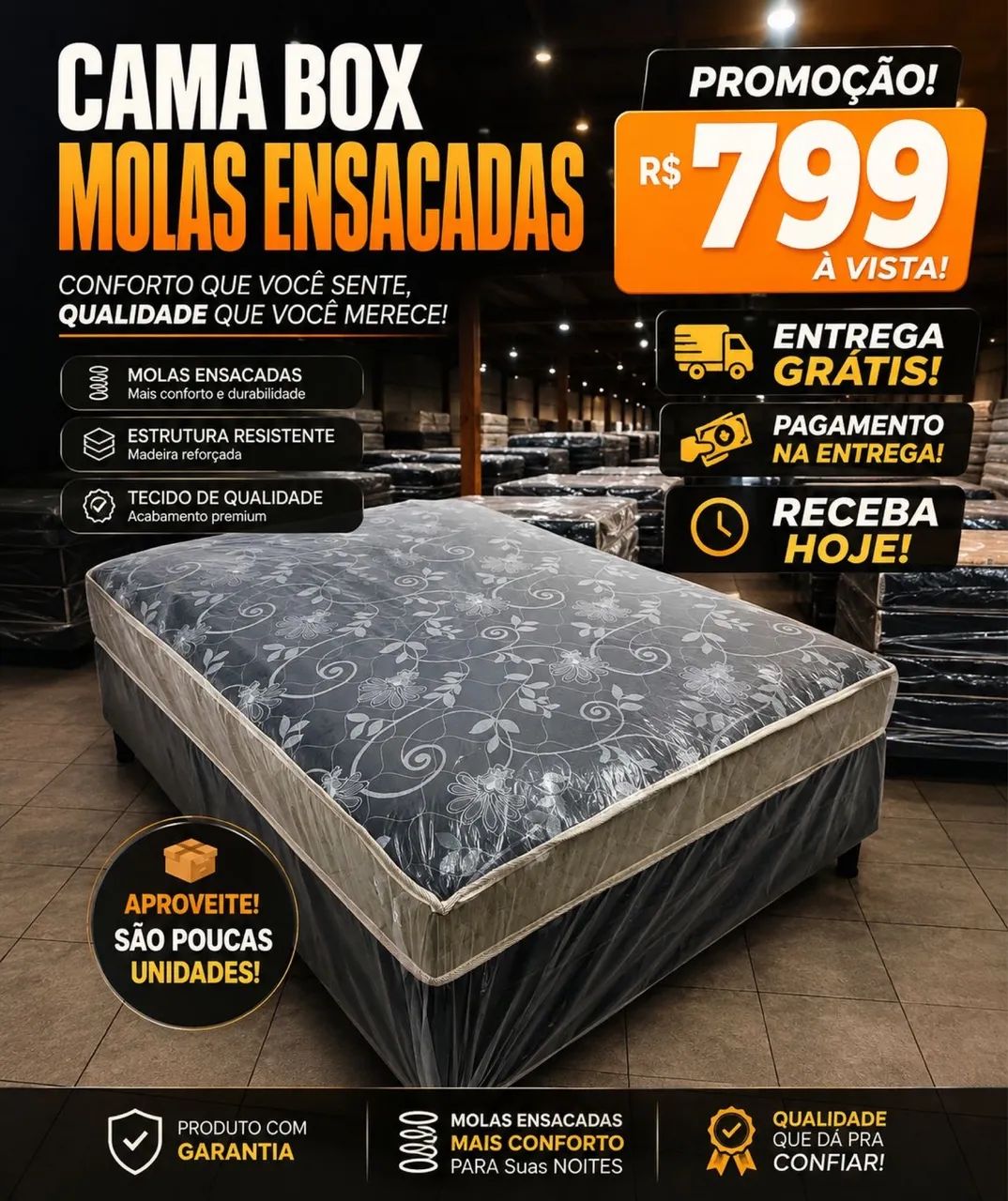 Cama box molas promoção 