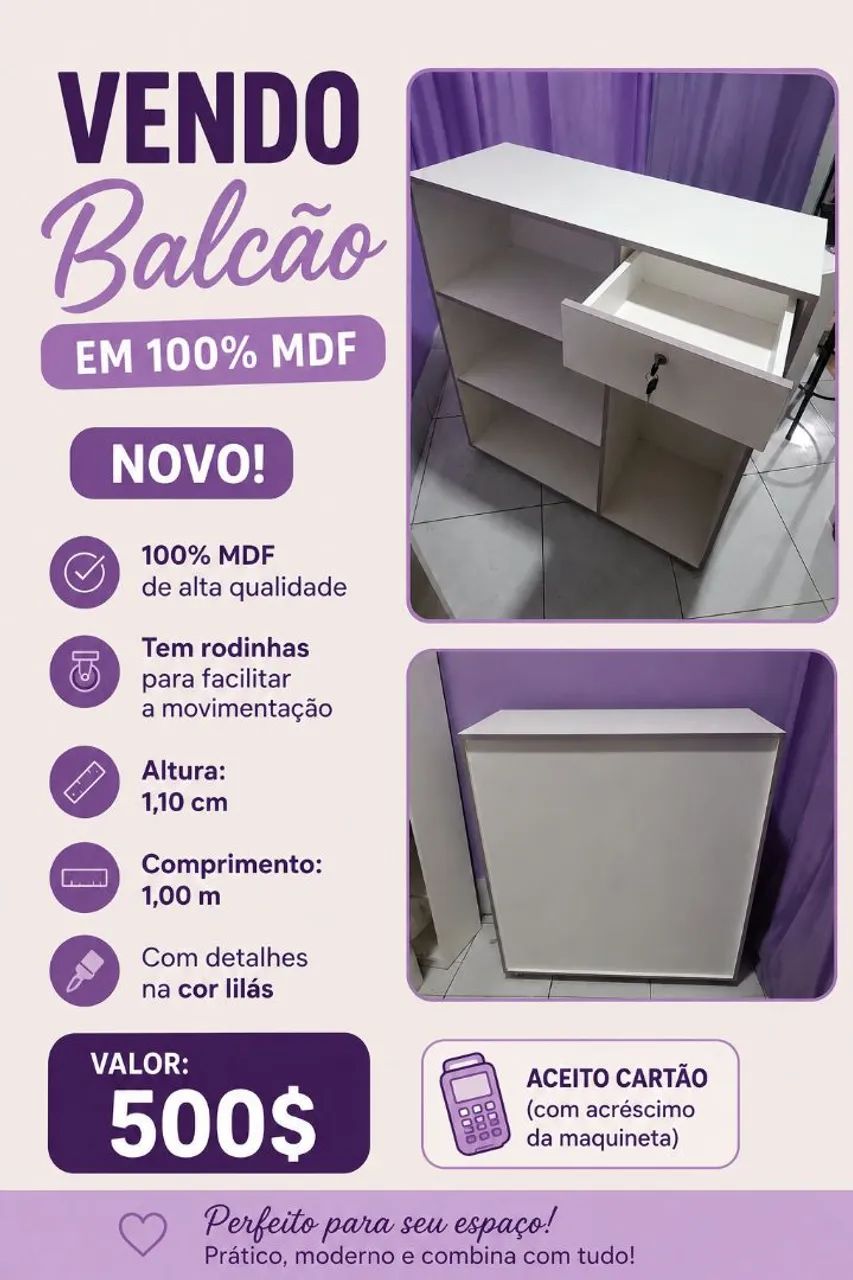 Balcão em MDF 100%