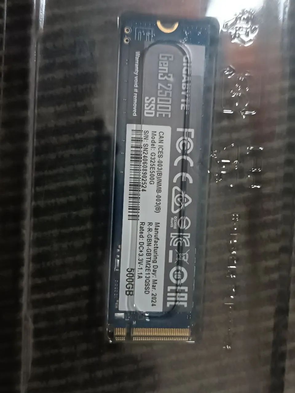 SSD NVMe Gigabyte 500GB - Pouco uso, funcionando perfeitamente
