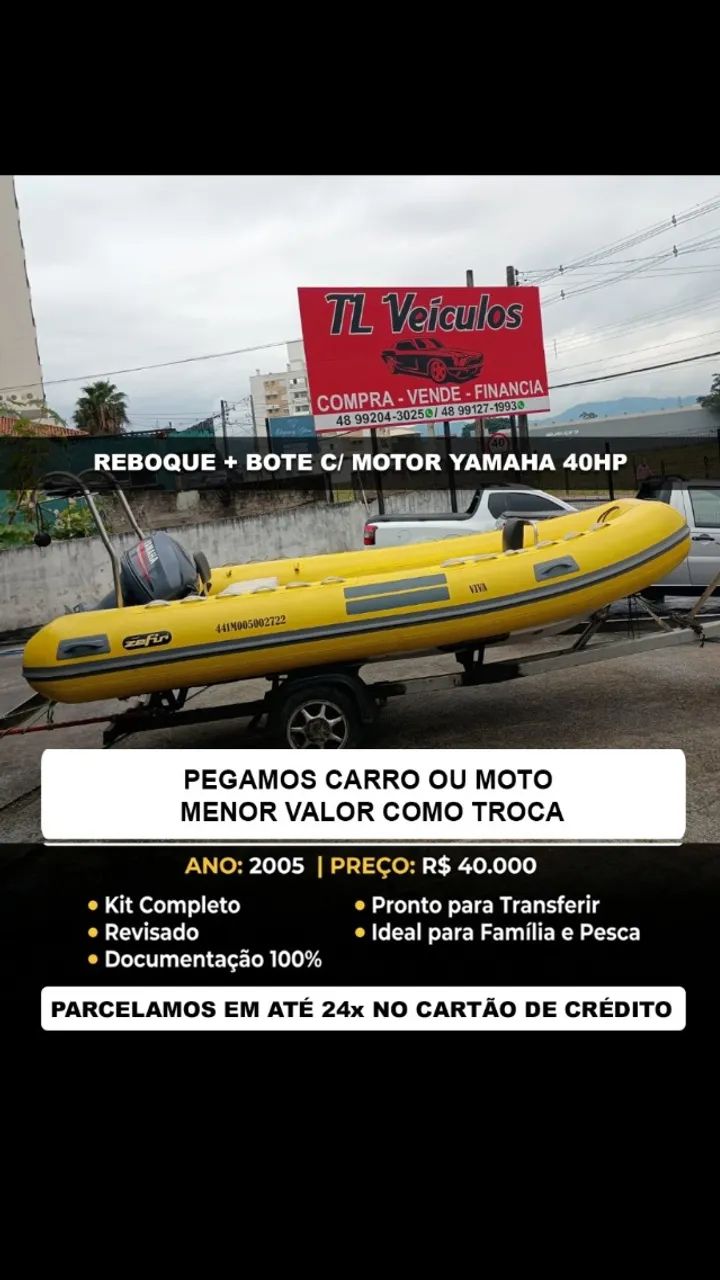 reboque+bote com motor yamaha 40hp - Foto 2