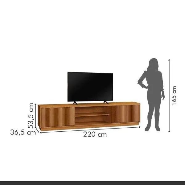 Rack Ripado Para Tv Até 85 Polegadas 100% Mdf 220cm 2 Portas
