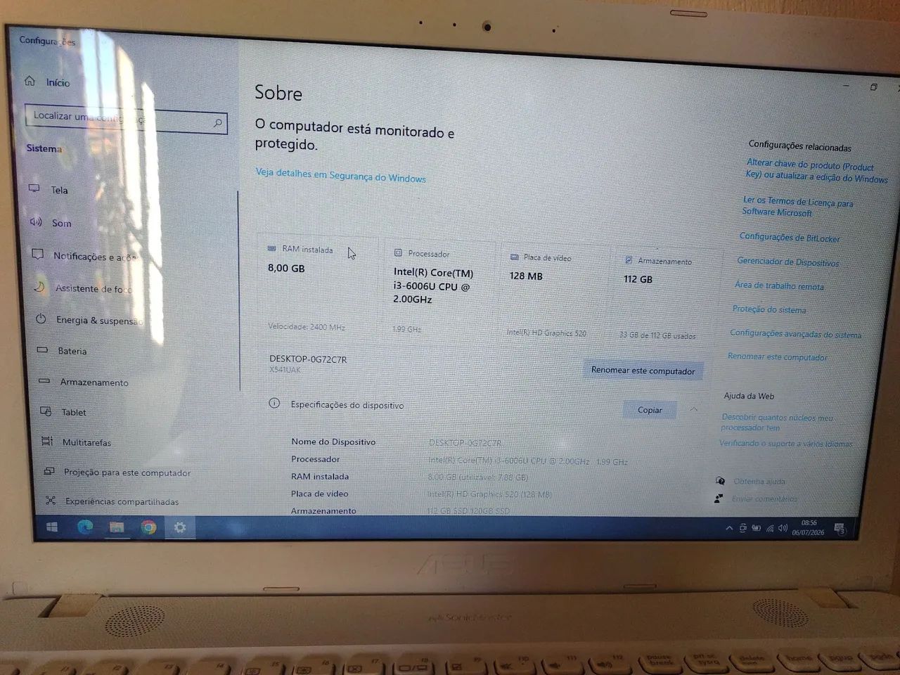 Notebook Asus i3 6 geração ddr4 6gb - Foto 5