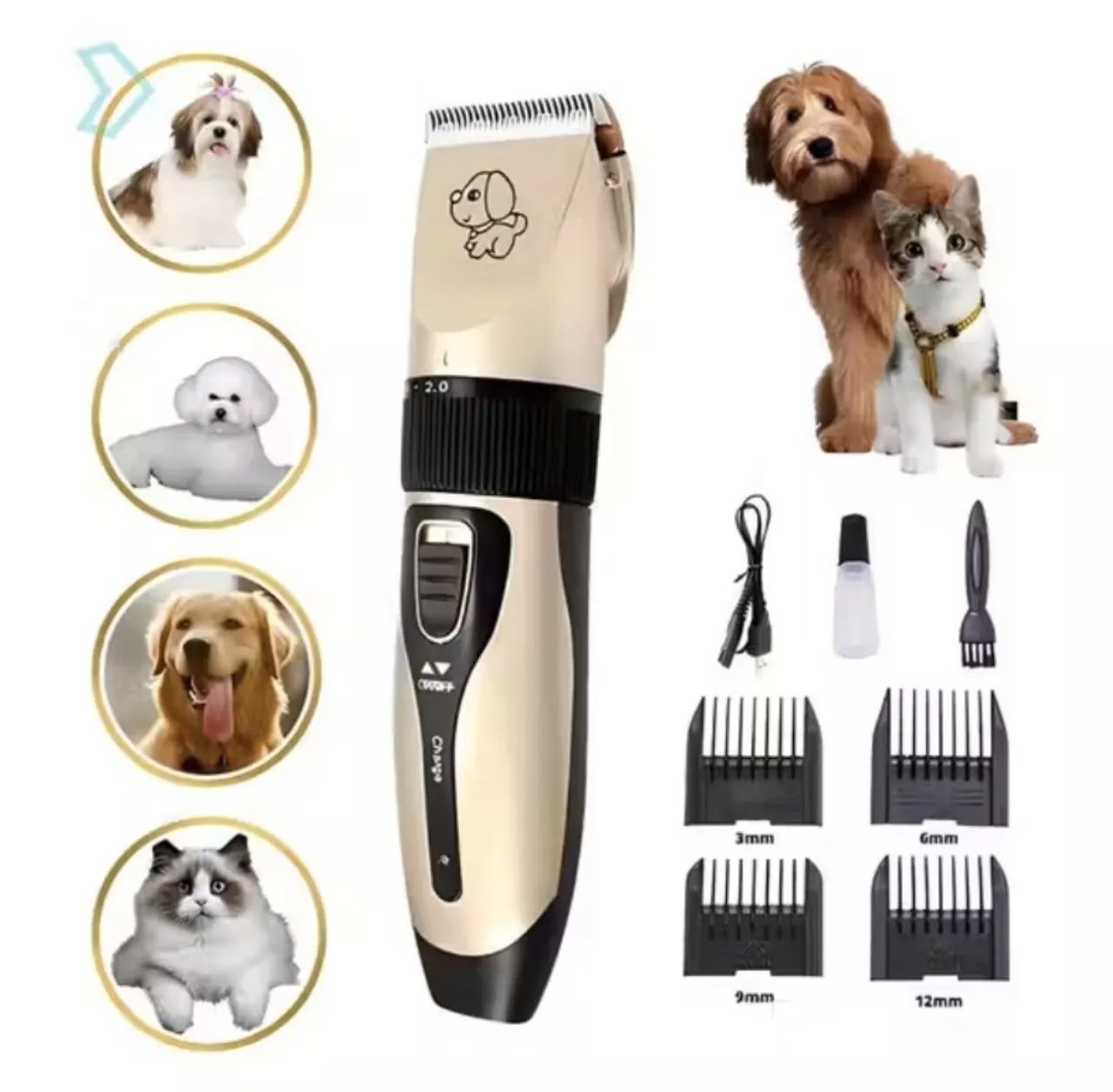 MÁQUINA DE TOSA SEM FIO E RECARREGÁVEL PARA PETS. 