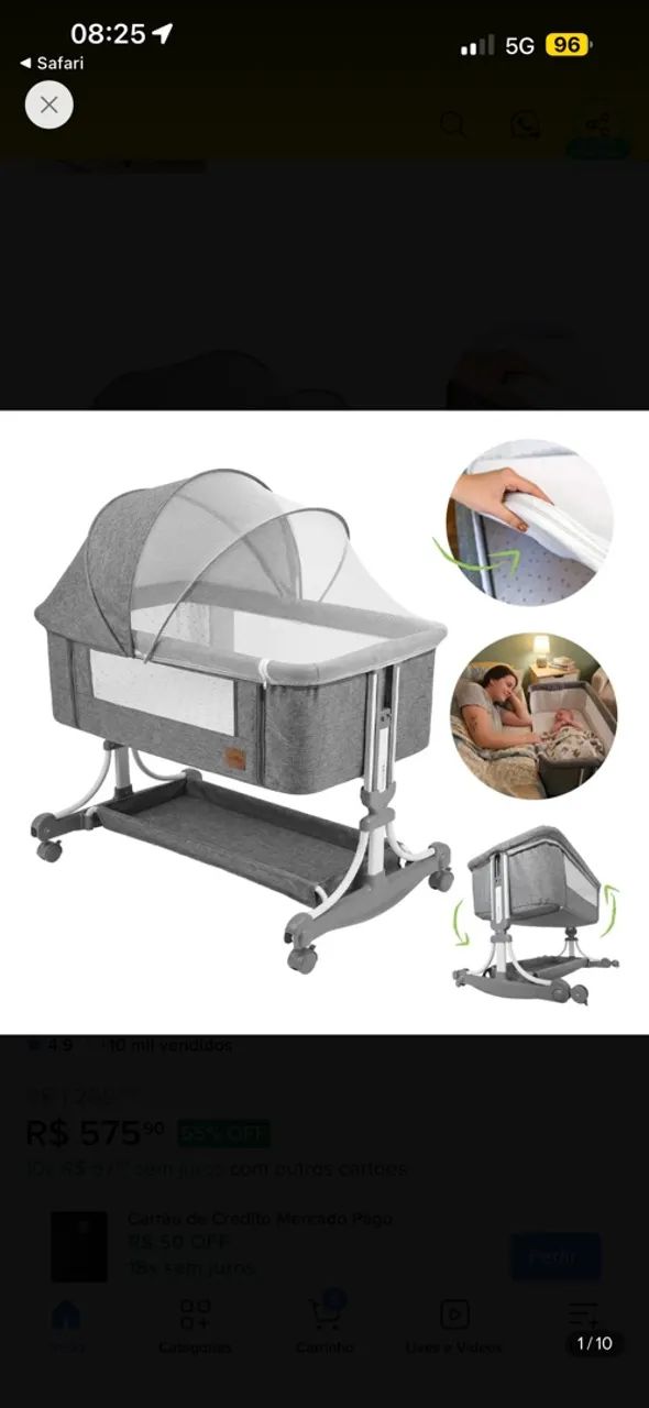 Berço Portátil PipDip Co-Sleeper, Com Balanço - Foto 5