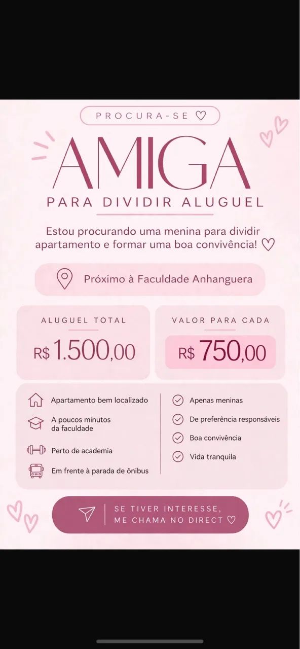 Apartamento pra dividir 