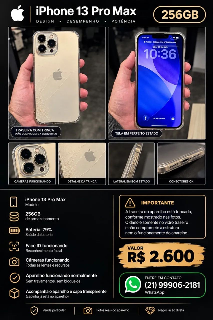 Iphone 13 pro max 256 - Celulares e Smartphones - Copacabana, Rio