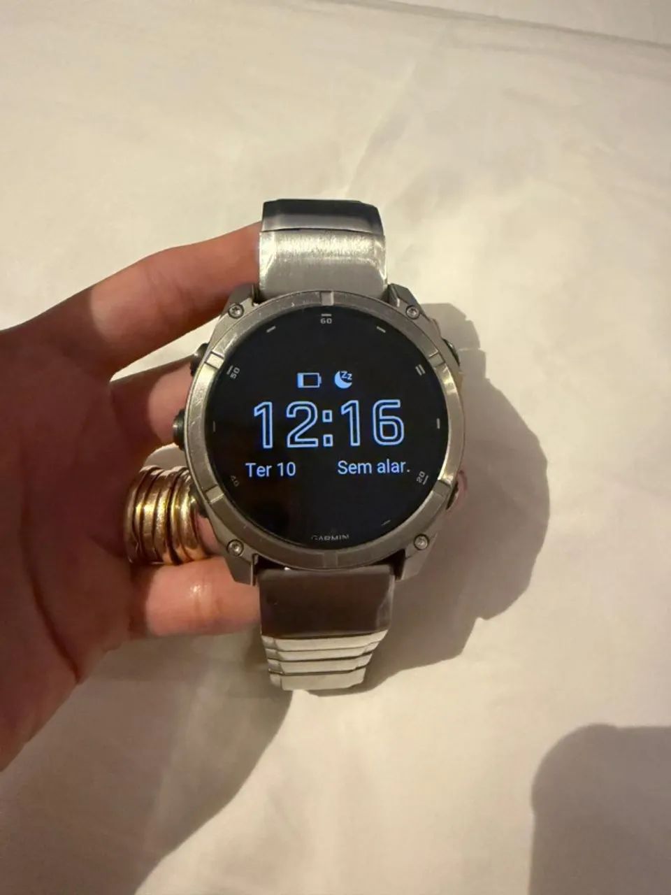 Relógio Garmin Fênix 8 Safira Titânio com Pulseira Prata 51mm
