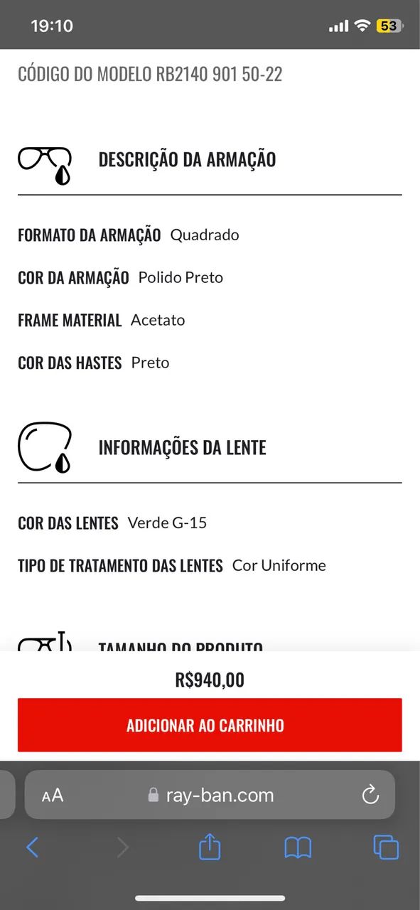 Óculos Rayban Wayfarer (NOVO,ORIGINAL) - Foto 2