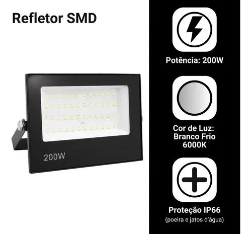 Refletor Led Koales SMD 200W Branco Frio 6000k - Foto 3