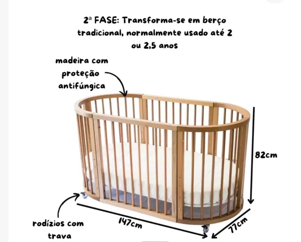 Berço Crescer Sleeper - Madeira - Foto 3