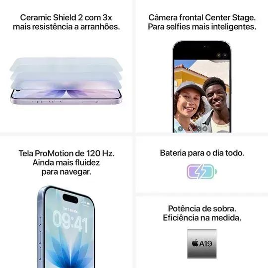 iPhone 17 Apple (256GB) Preto, Tela de 6,3", 5G e Câmera de 48MP - Foto 4