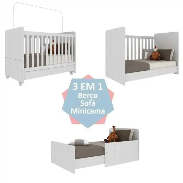 Berço Americano e mini cama 3 em 1 (com colchão incluso) - Foto 5