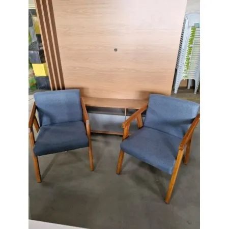Conj 02 Poltronas Quality de Madeira Tec B71 - Cinza