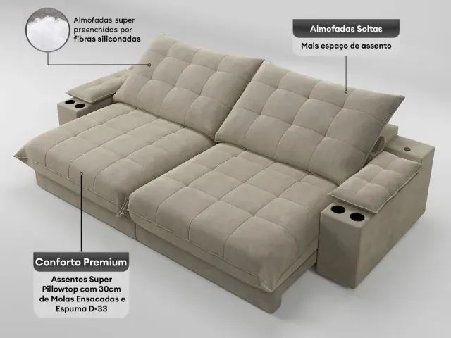 Sofá Retrátil Reclinavel 2,10 NOVO  - Foto 4