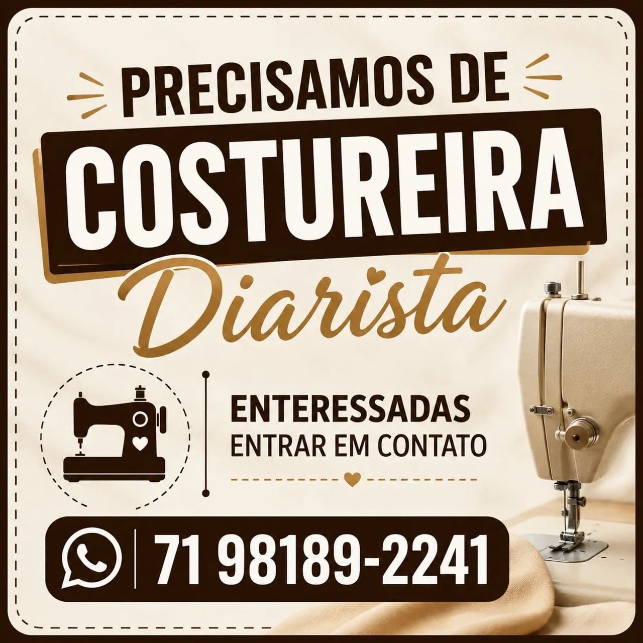 Preciso de costureira.