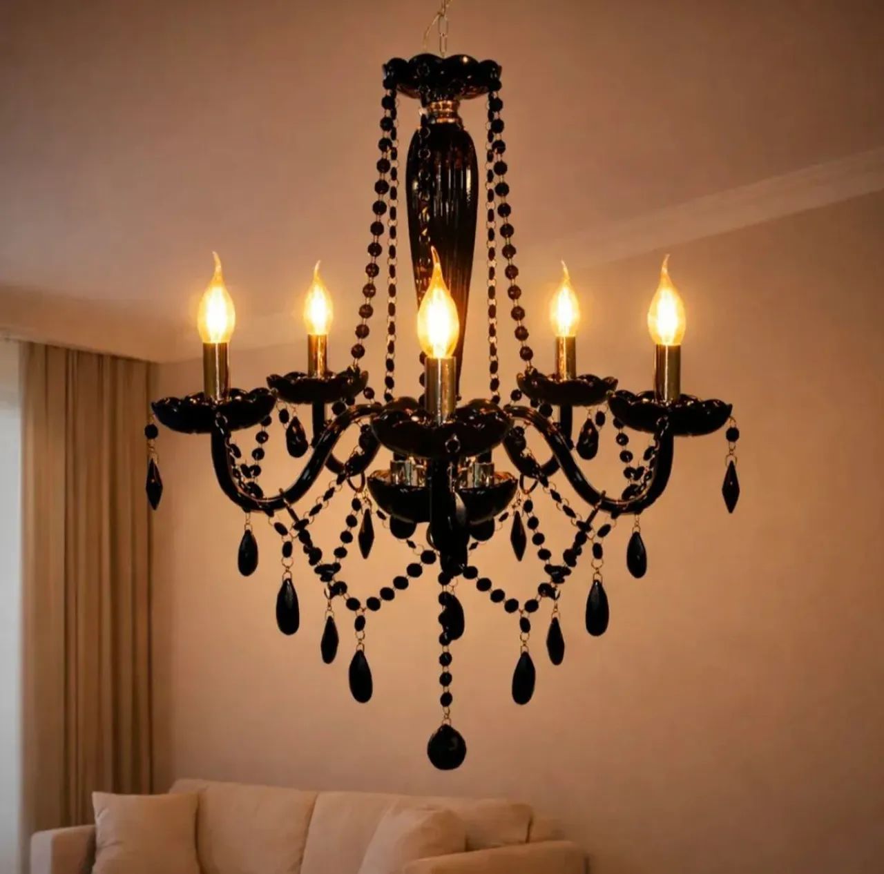 Lustre luxo preto - 5 braços - novo - nunca usado