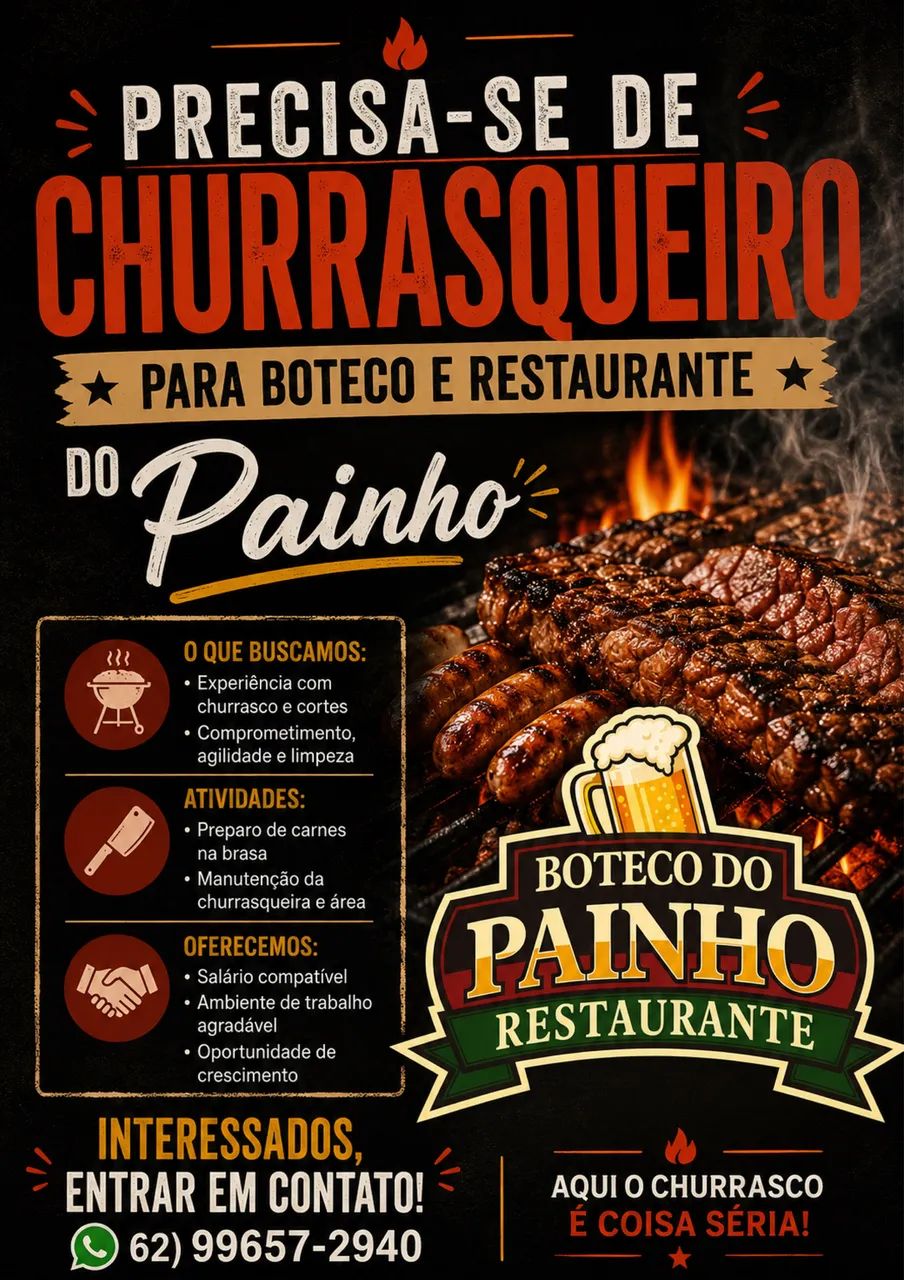 Preciso de churrasqueiro urgente 