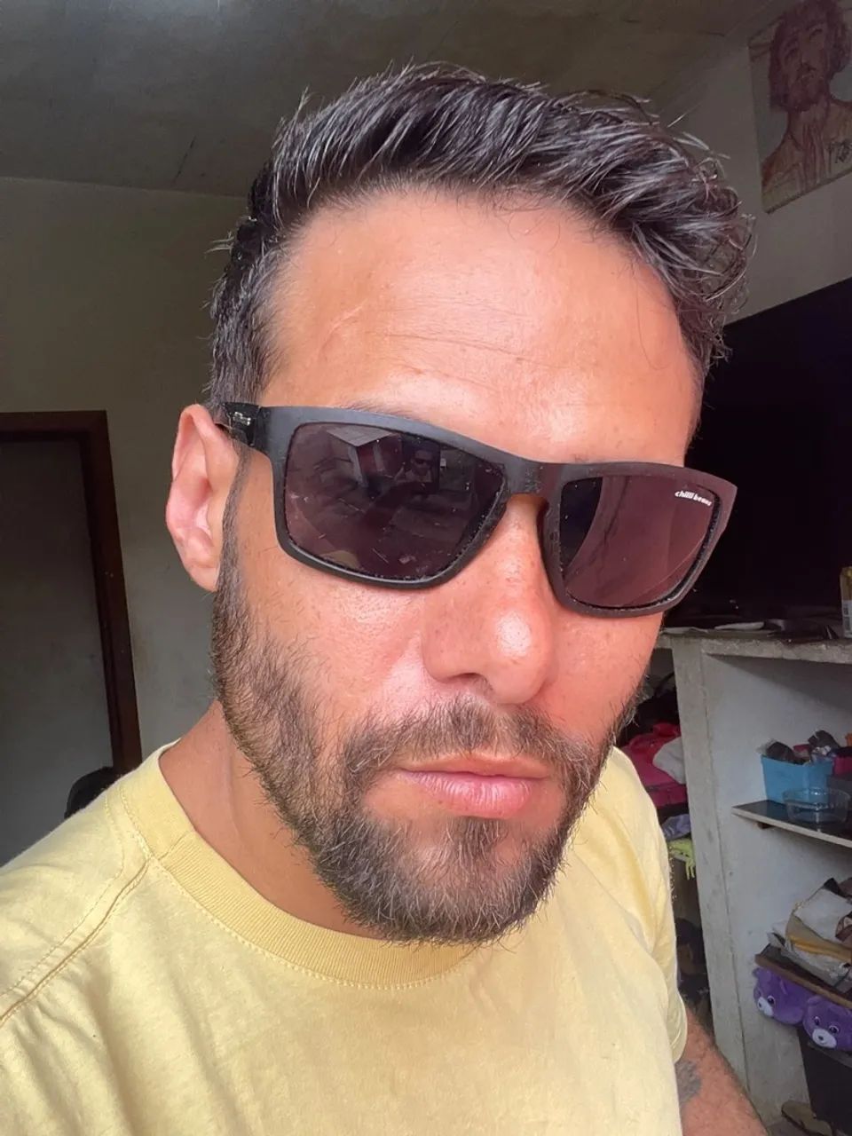 Oculos De Sol Chilli Beans Preto Fosco Retangular Com Case - Foto 5