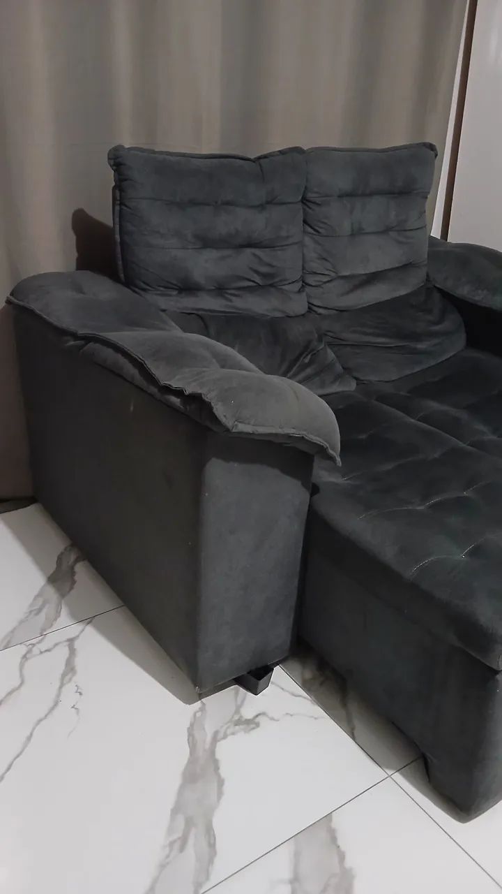 SOFÁ RETRÁTIL 2 LUGARES CINZA  - Foto 2