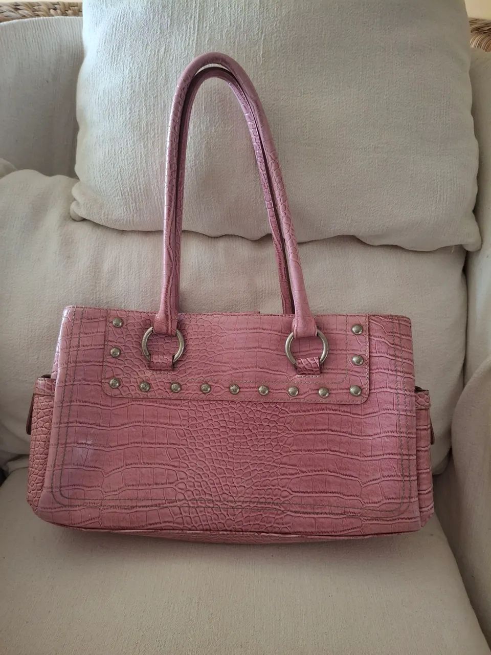 Bolsa de Couro Rosa - Couro Legítimo