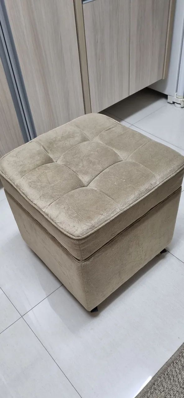 Puff em tecido super macio com rodas silicone - 46 × 46 X 46 cm