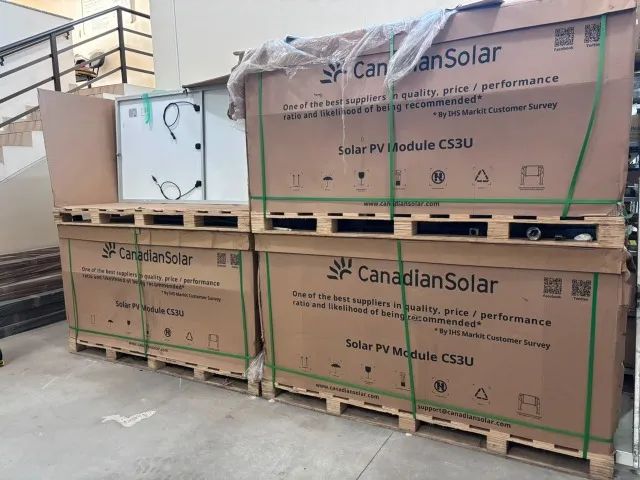 89 Módulos Solares Monocristalinos Canadian 380W NOVOS Placas Solares Placa Solar Modulo - Foto 6