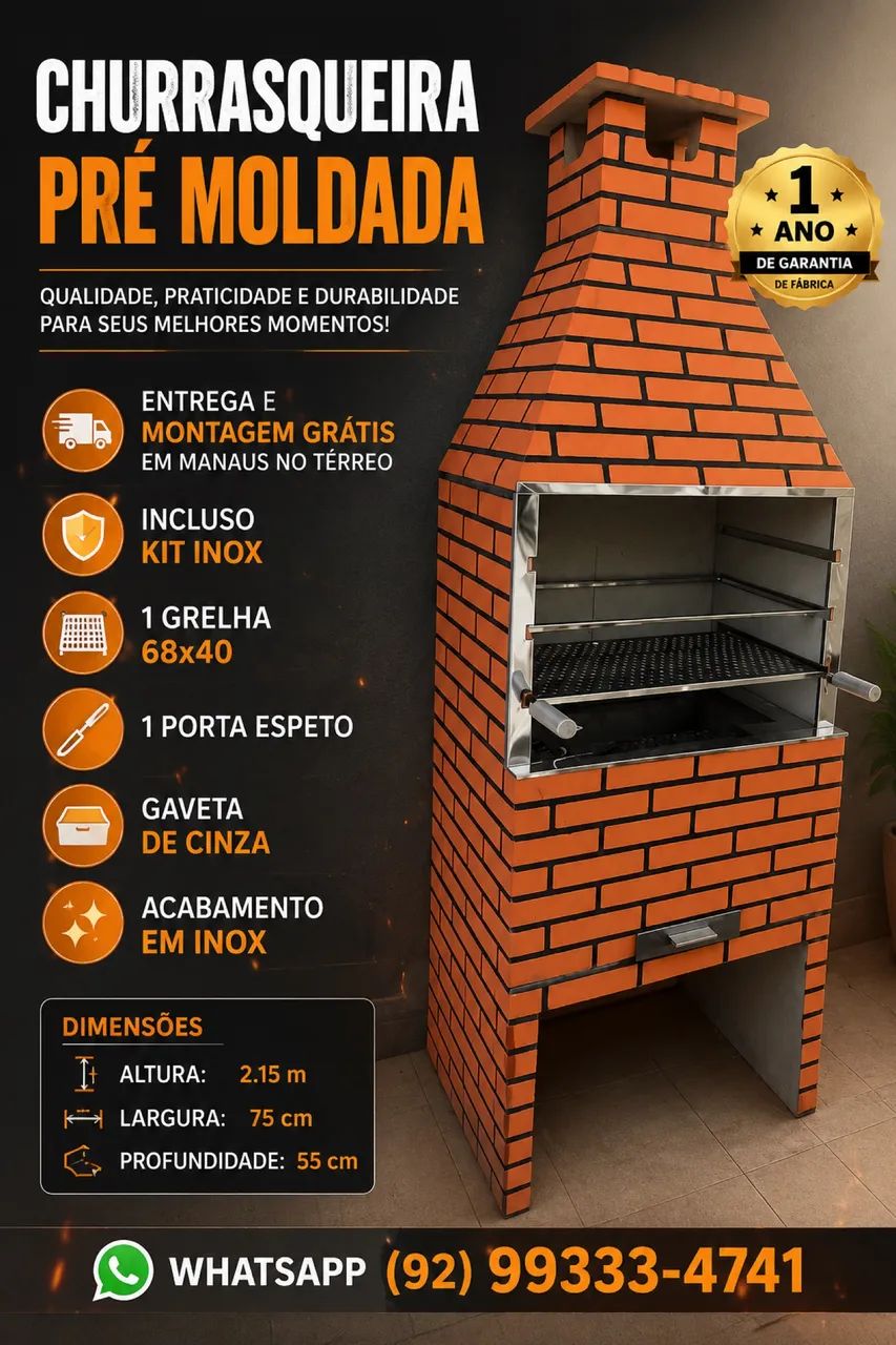 Churrasqueira pré moldada- Entrega e montagem grátis  - Foto 3