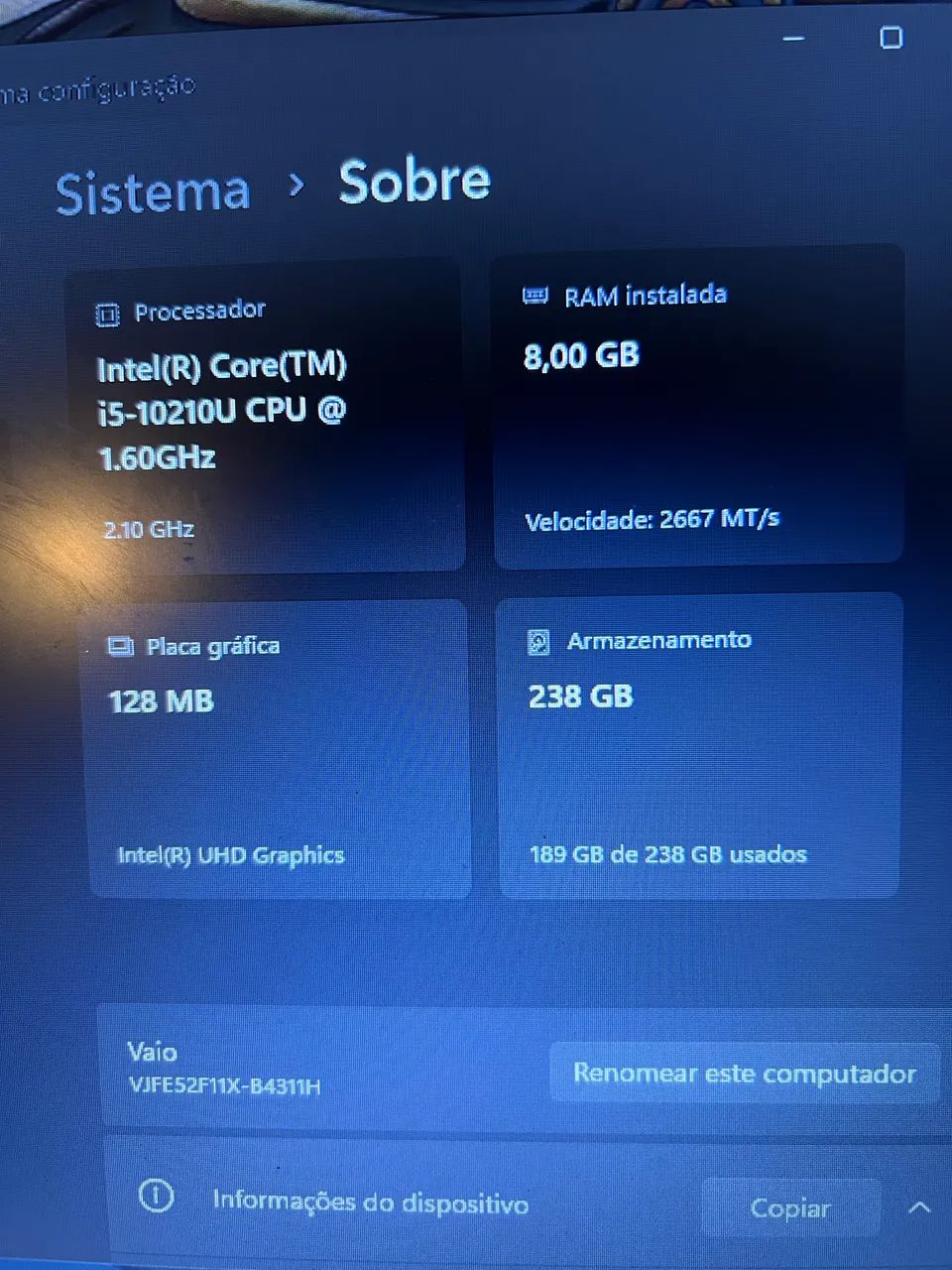 notebook  VAIO SSD NVMe de 256 GB - Foto 4